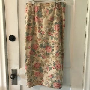Vintage Denim Floral Midi Skirt